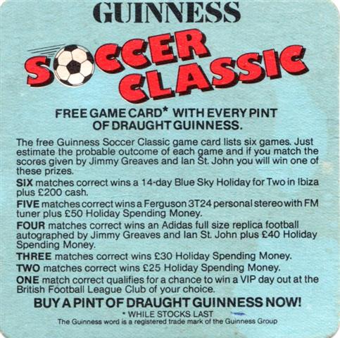 dublin l-irl guinness guinness quad 15b (185-free game card) 